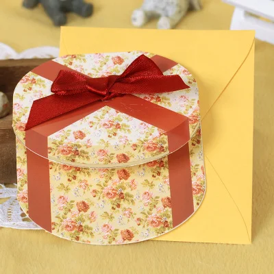Подарочная коробка формы подарочная карта с лентой, маленькие старинные открытки, креативные мини поздравительные открытки с конвертами - Цвет: As Picture