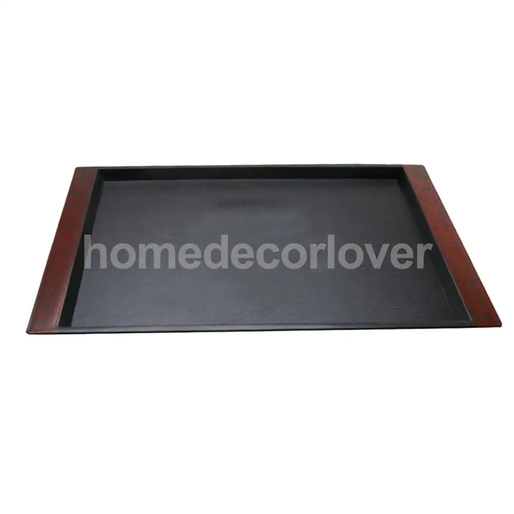 Tanie Prostokątna taca do serwowania duża czarna antypoślizgowa taca gastronomiczna taca Butler śniadanie kawa taca na napoje