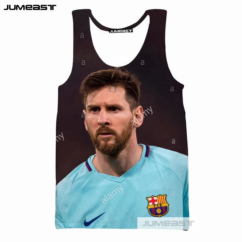 Jumeast бренд моды 3d печатных Lionel Messi мужские/женские топы супер Футбол Звезда Унисекс Без Рукавов Рубашка гусарский жилет