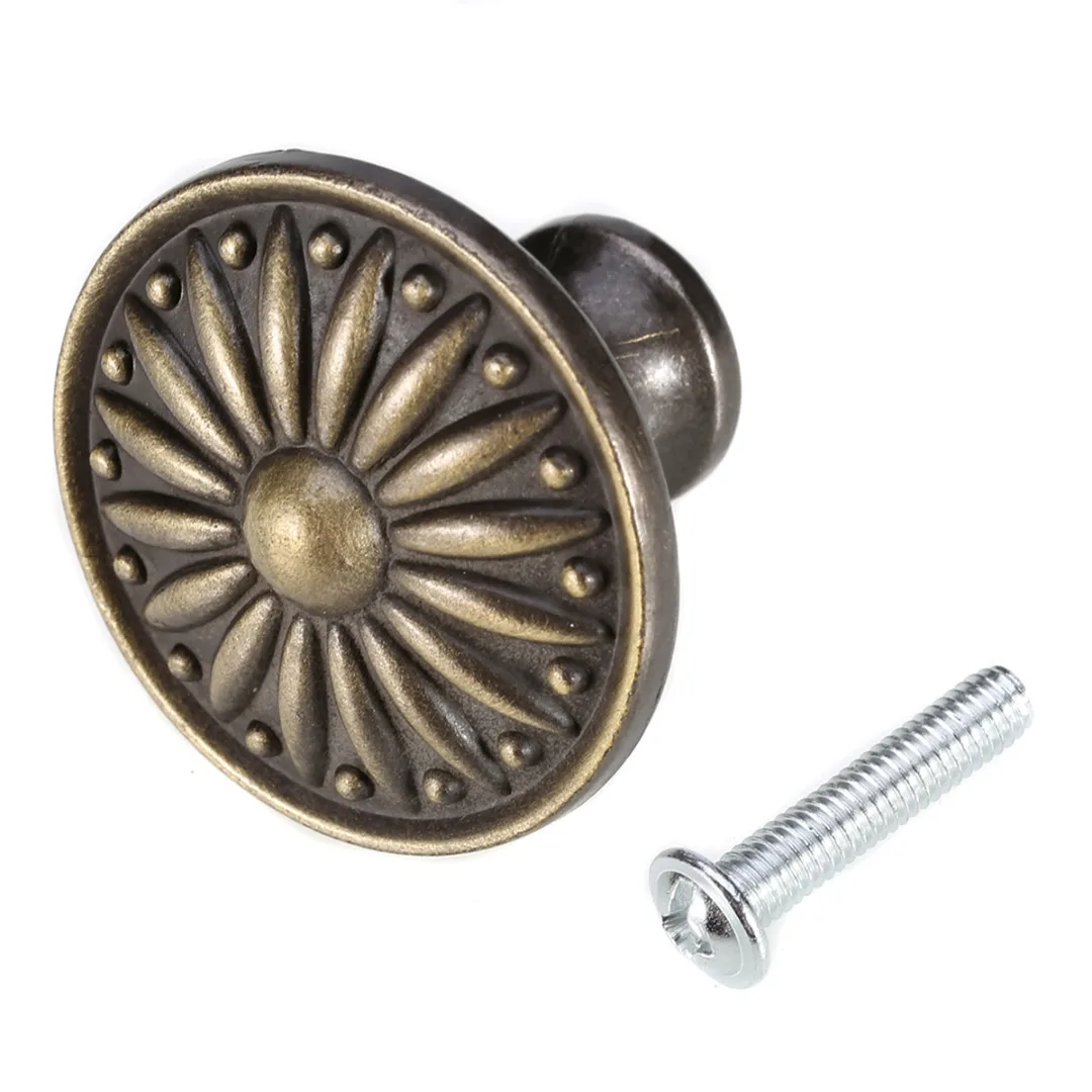 

European Style Home Metal Round Drawer Knob Vintage Door Cupboard Pull Handle Cabinet Knob DIY Furniture Hardware Accessories