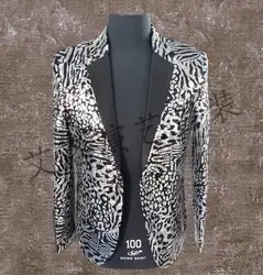 Для мужчин костюмы Дизайн Leopard Homme Terno Сценические костюмы для певцов Для мужчин блесток Блейзер Одежда для танцев куртка Стиль Платье Рок