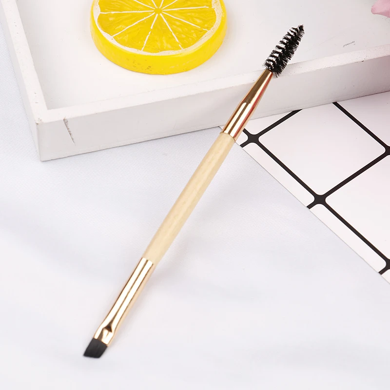 Professional Makeup EyeBrow Eyelash Brushes Bamboo Handle Double