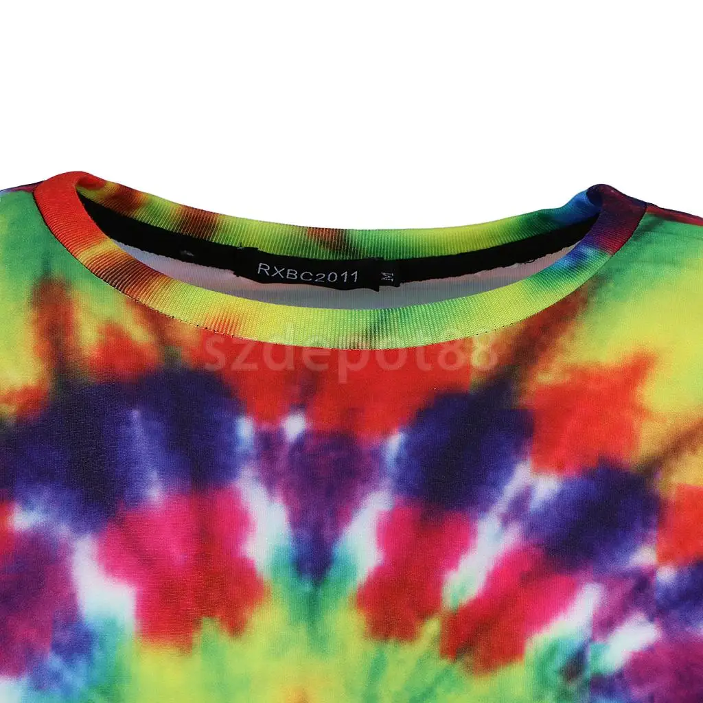 Тропический стиль Tie Dye Graphic футболка с короткими рукавами Повседневные Топы Рубашки в стиле хиппи для молодежи и мужчин