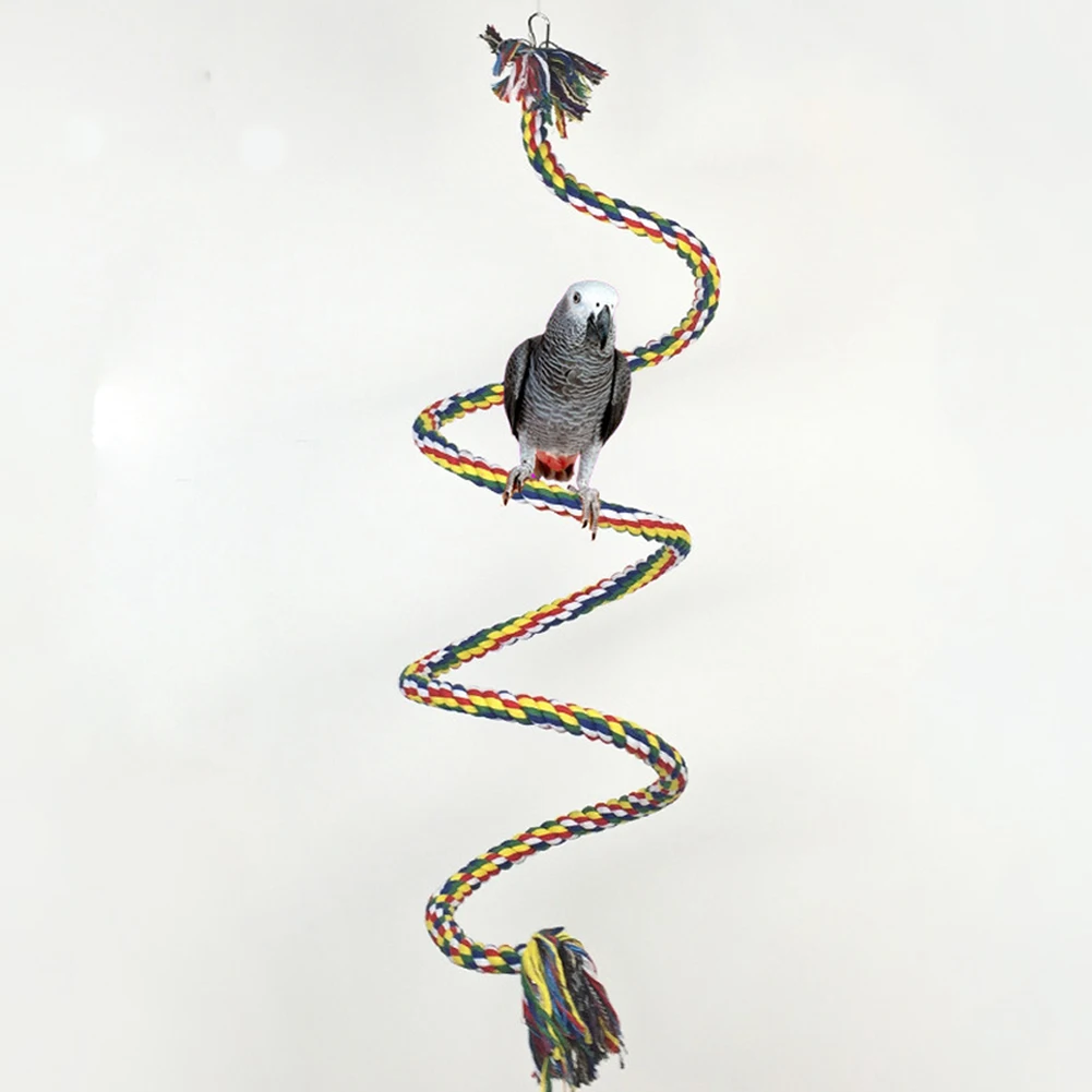1m Fashionable Funny Safe Eco-Friendly Beautiful Colorful Cotton Climbing Rope Parrot Pet Toys Standing Rod for Birds | Дом и сад