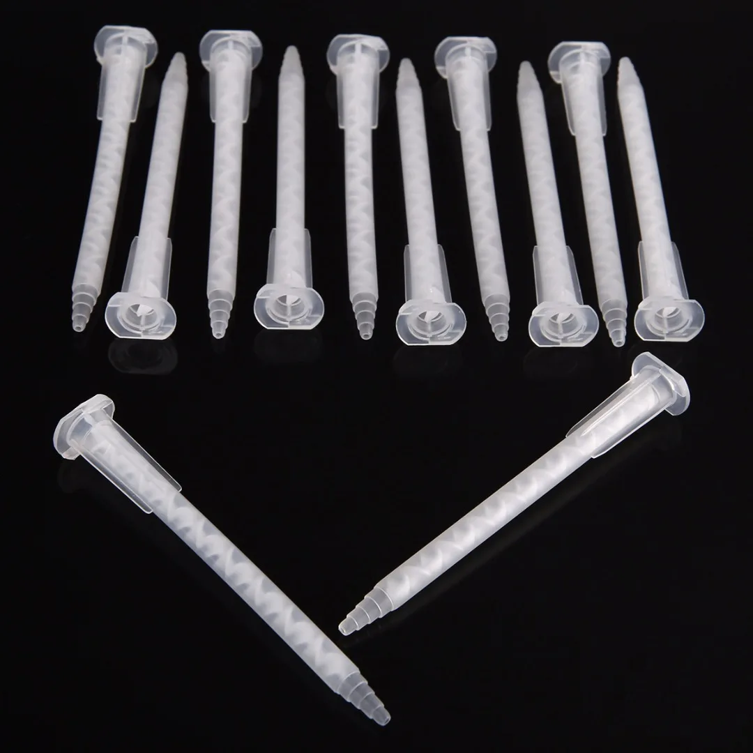 50pcs MA5.4-17S Static Mixer Nozzle 103.6mm Mixing Tip Plastic Tube Epoxy Nozzles for Epoxy Resin Adhesive Tool 50ml