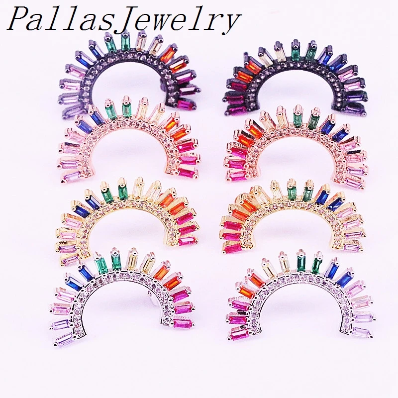 5 пар смешанных цветов Сережка-гвоздик Ювелирная Радуга циркония CZ микро проложить мода блестящий дизайн серьги для женщин леди