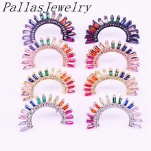 5 пар смешанных цветов Сережка-гвоздик Ювелирная Радуга циркония CZ микро проложить мода блестящий дизайн серьги для женщин леди