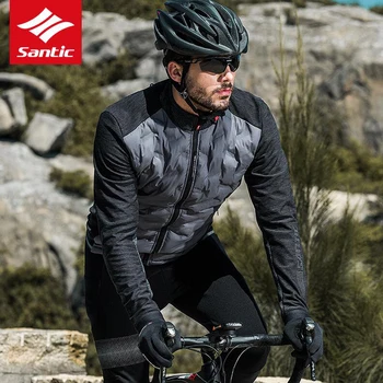 

Santic winter Keep warm cycling Jersey long-sleeved jackets windproof warm light bike clothing men chicago blackhawks jersey