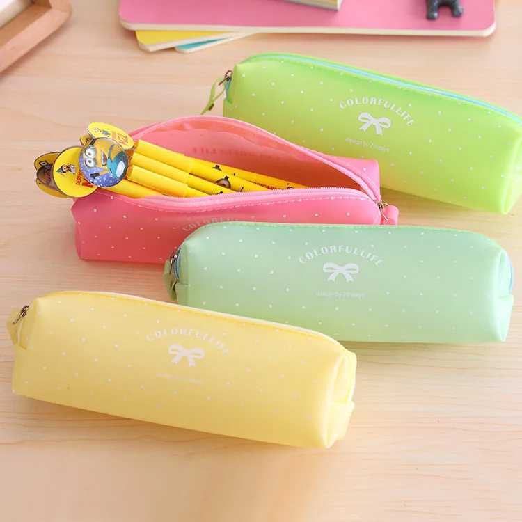 Cute Candy Color Jelly Silicone Pencil Bags Waterproof Pencil Case