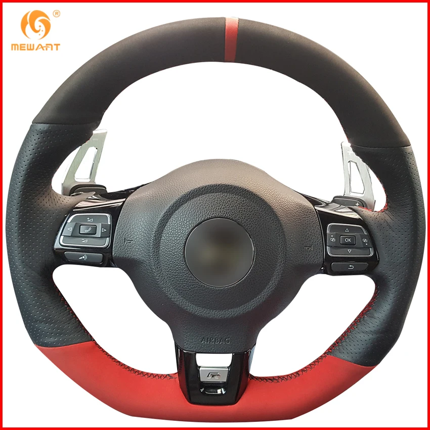 Чехол на руль для Volkswagen Golf 6 GTI MK6 VW Polo Scirocco R Passat CC Line 2010|leather steering wheel cover|steering coverwheel