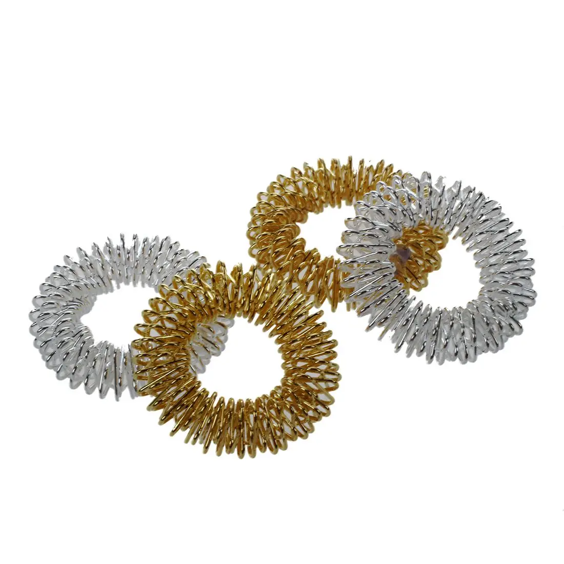4pcs Medicine Acupressure Massage Rings (Silver + Golden)in Rings from
