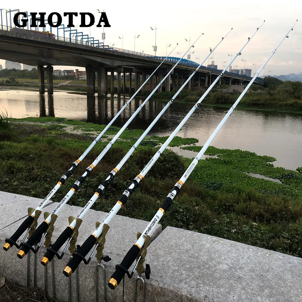 GHOTDA 2.1 متر-3.6 متر الكارب قصبة الصيد المغذية الصلب FRP ألياف الكربون تلسكوبي الصيد رود قصبة صيد خشبية