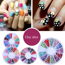 Рождественский бантик художественные украшения поделки кусочки фруктов 3D Полимерная глина крошечные фимо колесо DIY Искусство накладные ногти маникюр