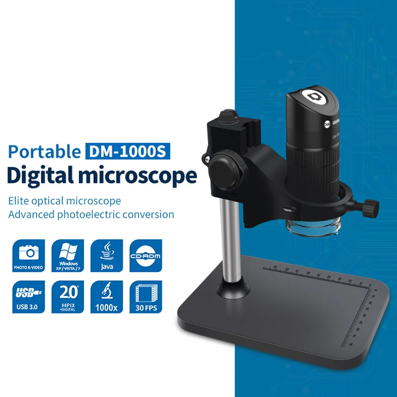 Портативный цифровой микроскоп DM 1000S HD цветной CMOS сенсор 5 зум 1000X увеличение для