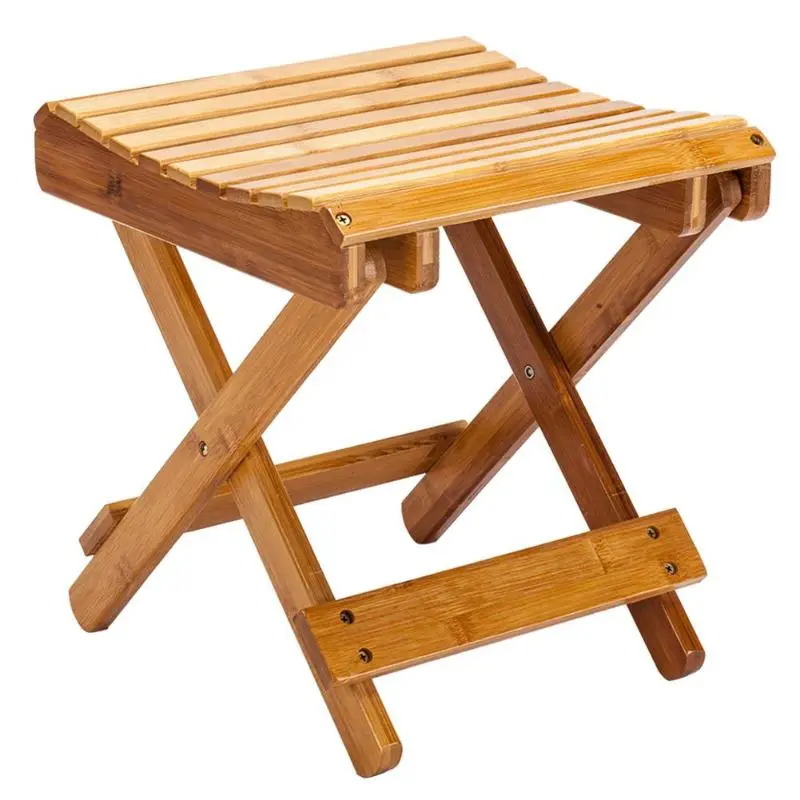 

Children Multi-Function Collapsible Bamboo Stool Bathroom Anti-slip Stool Home Change Shoes Square Stool for Shower Travel