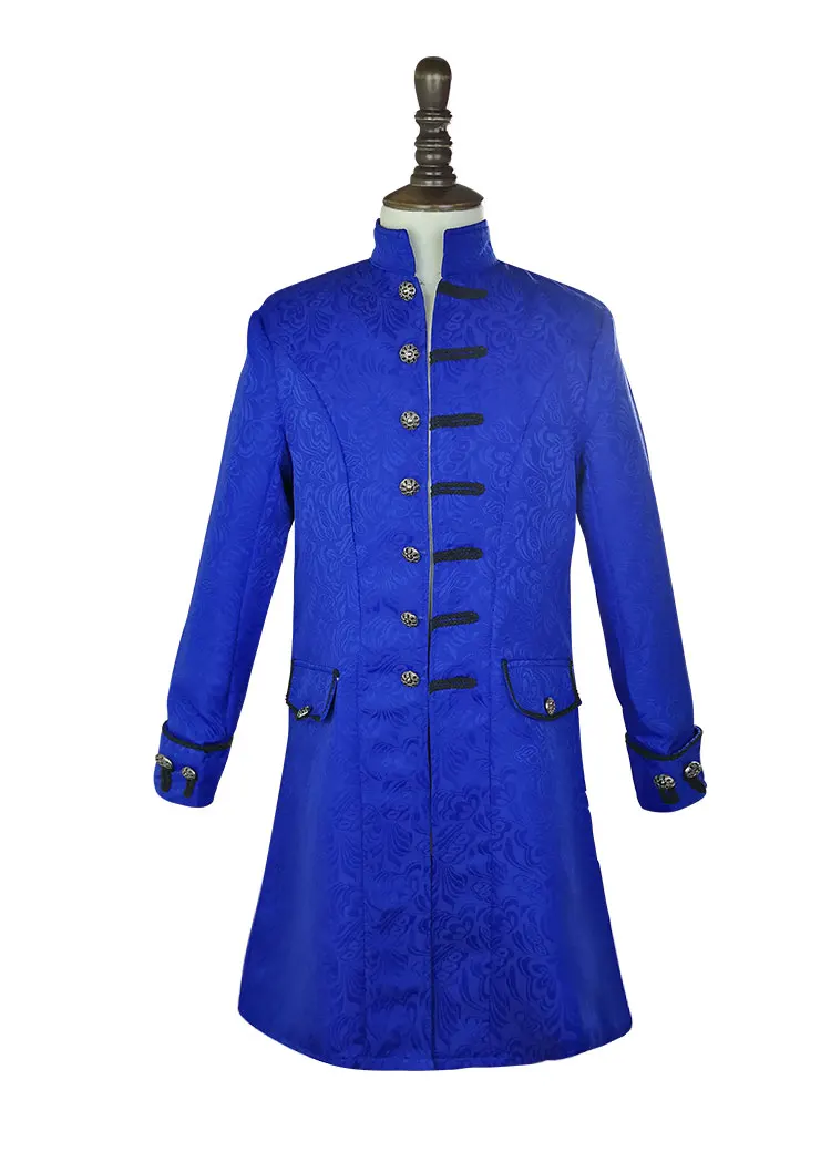 Средневековый цена панк стимпанк куртка с длинным рукавом Ретро для мужчин форма костюмы Пальто Хэллоуин косплэй средневековы - Цвет: Blue
