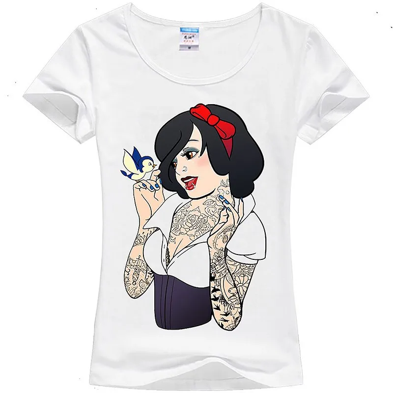 

2017 Summer New Fashion Casual Women Tops Punk Princess Print Short Sleeve T-Shirt Harajuku Plus Size S-4XL European Female Pop