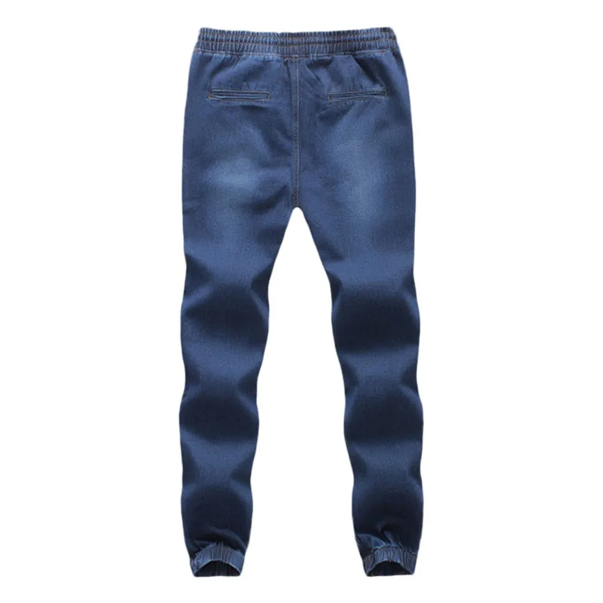 Мужские брюки с ремнями мужские повседневные осенние джинсовые хлопковые эластичные рабочие брюки с завязками джинсовые брюки уличные джоггеры