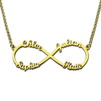 

AILIN 4 Name Necklace Personalized Infinity Necklace Gold Color Infinity Name Necklace Love Has No End Love Jewelry