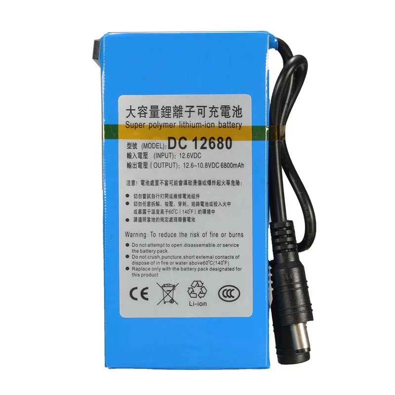 LEORY 12V DC 6800mAh литиевая аккумуляторная батарея литий-ионная супер электрическая батарея для беспроводного передатчика камеры видеонаблюдения