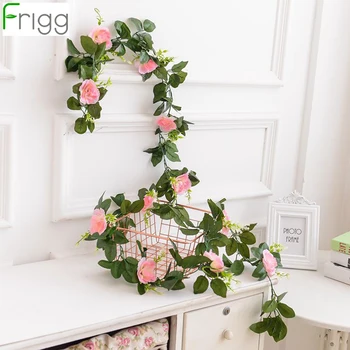 

Frigg11 heads 240 cm Artificial Rose Flowers Hanging Decoration Fake Plants For Wedding Party Home Garden Silk Rose Flower Vine