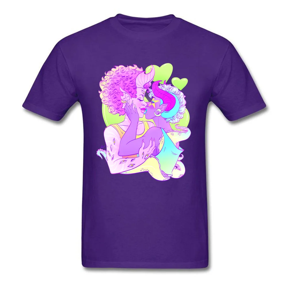 Demon Kiss 1 100% Cotton Student Short Sleeve Tops T Shirt Cool Autumn Tshirts Normal Tops & Tees Dominant Round Neck Demon Kiss 1 purple