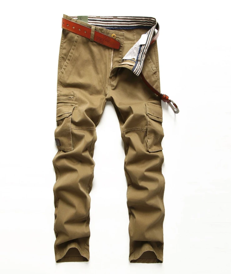 LONMMY multi-карман брюки мужские прямые брюки мужские Мужские штаны военного образца Повседневное мужские зеленые армейские брюки хаки, черный