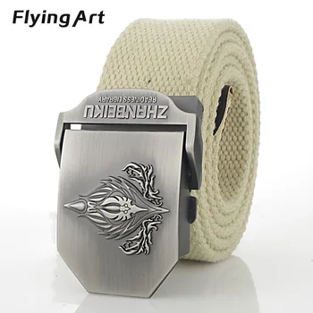 

New Arrival Real Striped Adult Fashion Men Belt Ultra Long 110-160cm Canvas Belt Man Thickening automatically Buckle cowboy belt