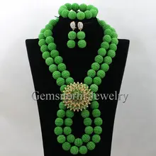 В нигерийском стиле зеленый Пластик шары костюм Цепочки и ожерелья комплект невесты подарок Для женщин комплект ювелирных изделий Новинка года wa453