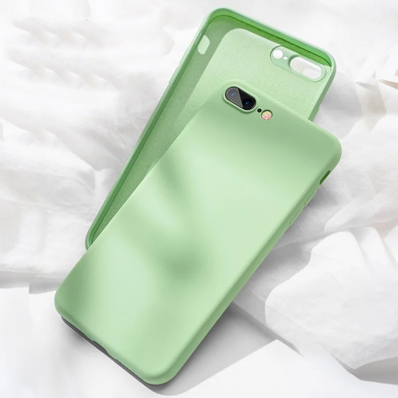 Lovebay жидкий тонкий мягкий чехол для телефона для iPhone 11 8 7 6s Plus Мягкий силиконовый чехол однотонный карамельный цвет для iPhone 11Pro X Xs Max XR - Цвет: Зеленый