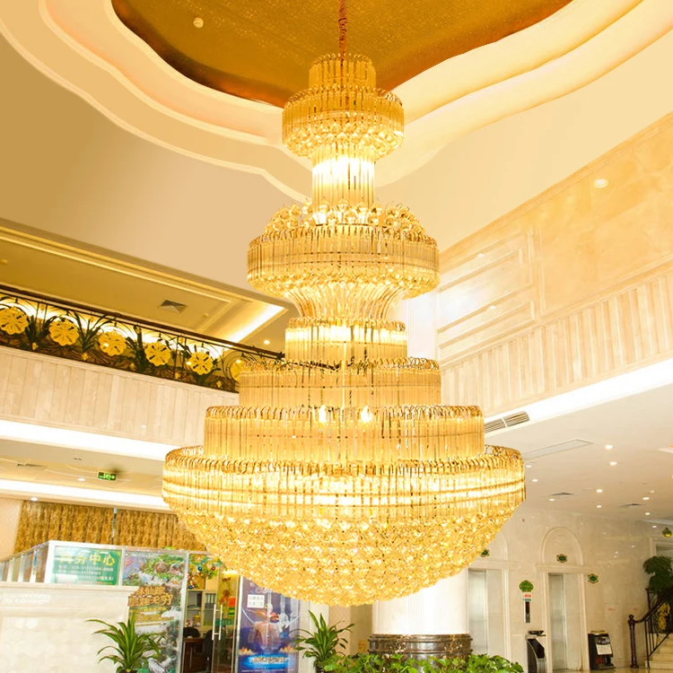 

Big Gold Crystal Chandelier Modern Chandeliers Lights Fixture LED Lamps Hotel Lobby Parlor Clubs Home Indoor Lighting AC90V-260V