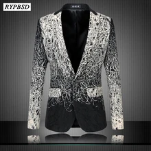 Весенняя Корейская версия Тонкий крючок катушка Шелковый градиент 6XL блейзер мужской повседневный костюм большой размер мужской дизайнерский Блейзер Одежда