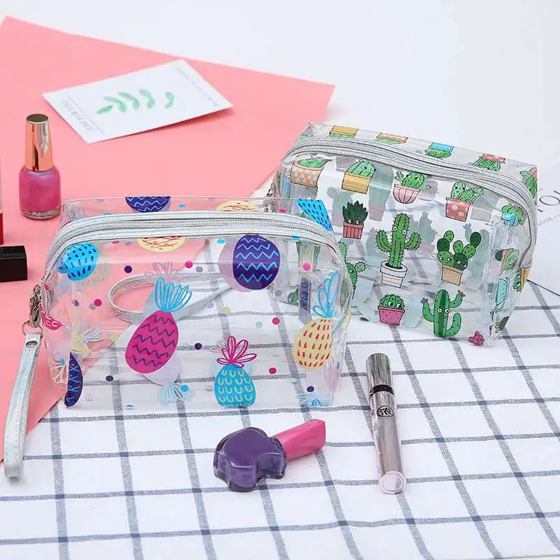 

Transparent Flamingo Cosmetic Bag Multifunction Make Up Travel Toiletry Bag Female Pouch Small Makeup Beauty Organizer