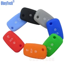 OkeyTech New Car Silicone Skin Key Cover Case For Audi A3 A4 A6 A8 TT 3 Buttons Flip Folding Remote Key Soft Shell High Quality