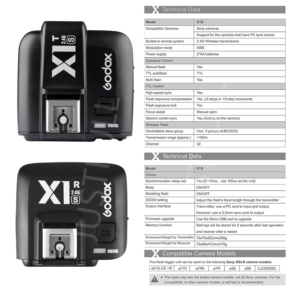 Godox X1S TTL 1/8000S 2 4G беспроводной триггерный передатчик вспышки приемник для Sony A58 A7RII