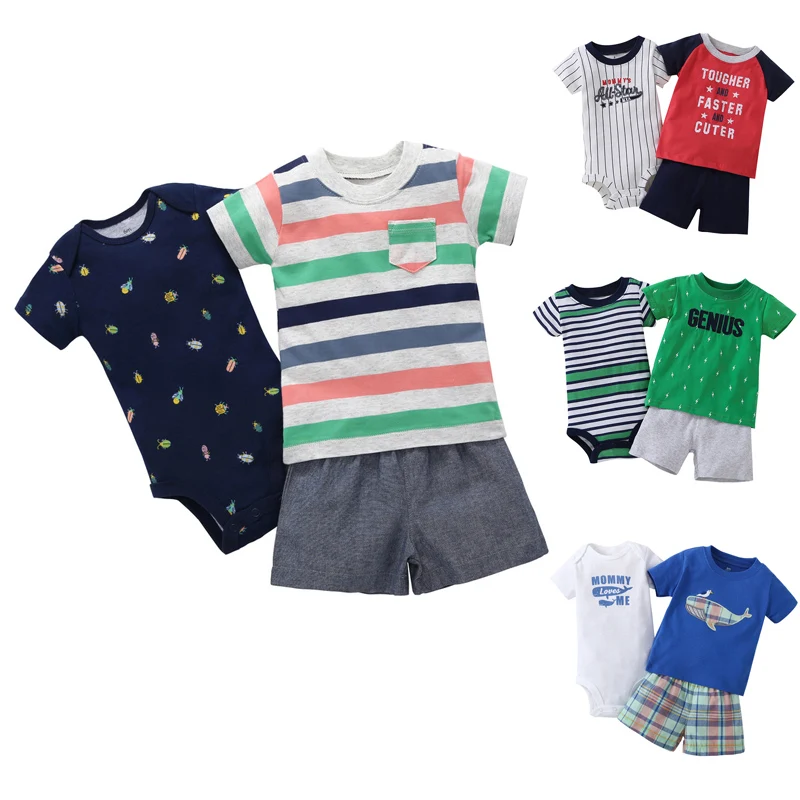 

New Born Baby Boy Summer Clothes set soft Bebes 3pcs of set baby boy clothing infant new Cotton T-shirt and Shorts set