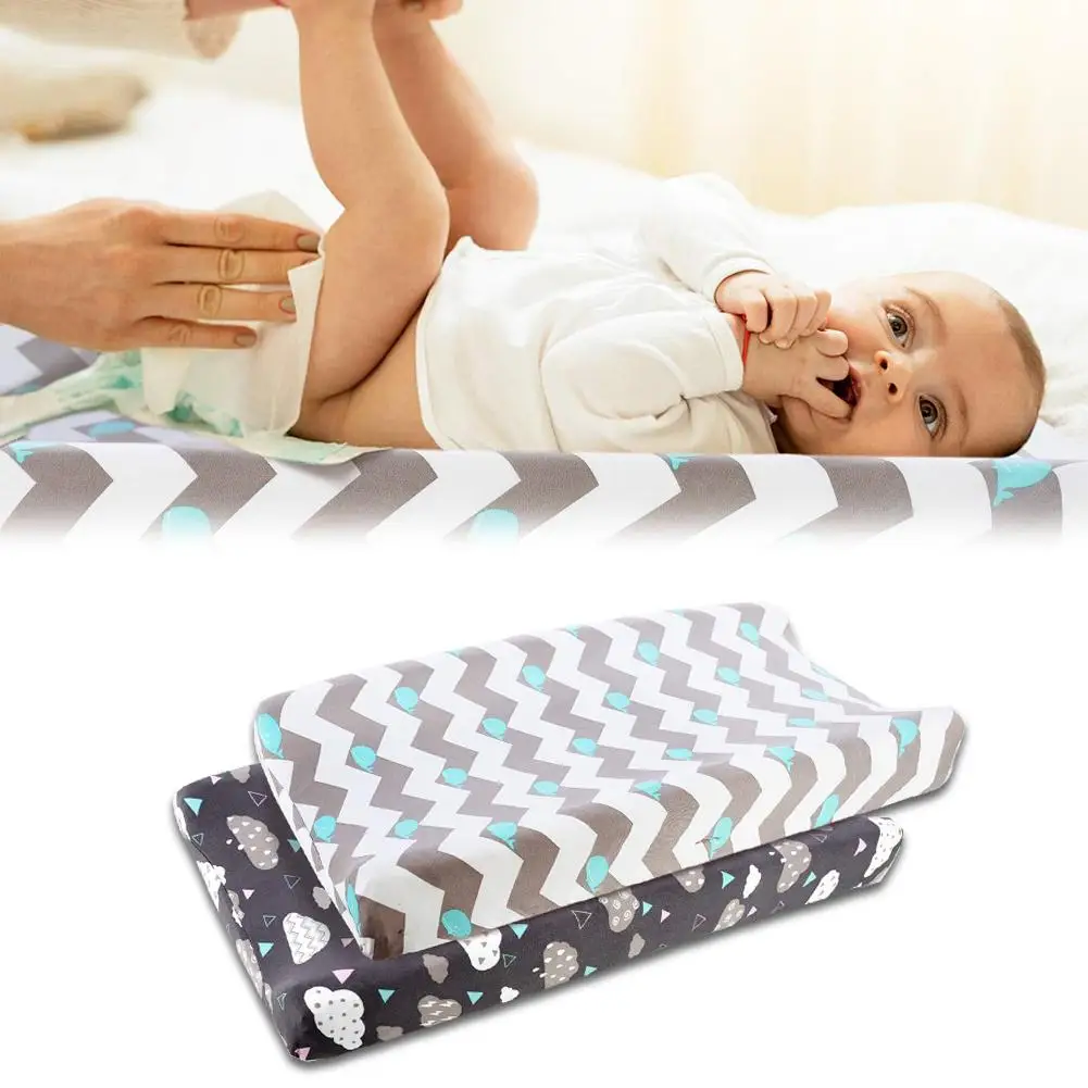 Matelas à langer pour bébé matelas à langer en jersey souple Table à langer en tissu imperméable pour bébé drap de lit matelas à langer pour bébé 2 pièces