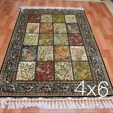 4'X6' 230 линия ручной работы Шелковый Восточный персидский ковер ручной работы шелковый ковер для украшения дома