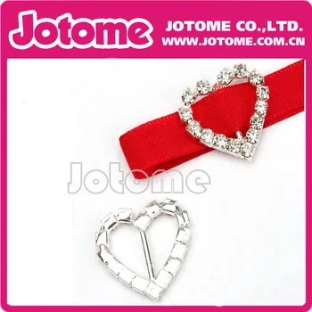 

Wholesale Heart Diamante Clear Crystal Rhinestone Buckle Invitation Ribbon Slider 15*15mm