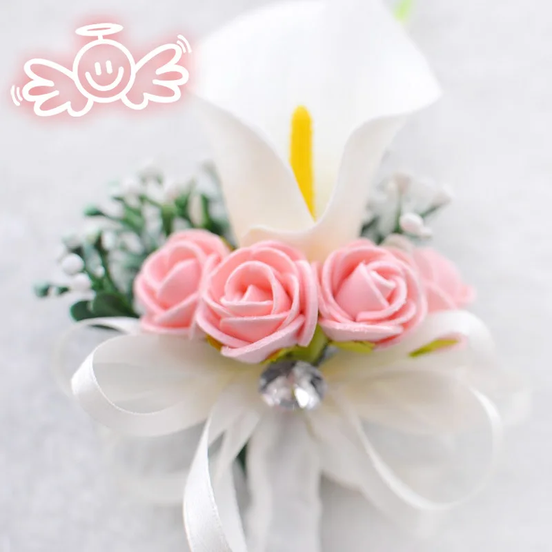 white wedding wrist corsage boutonnieres roses  (16)