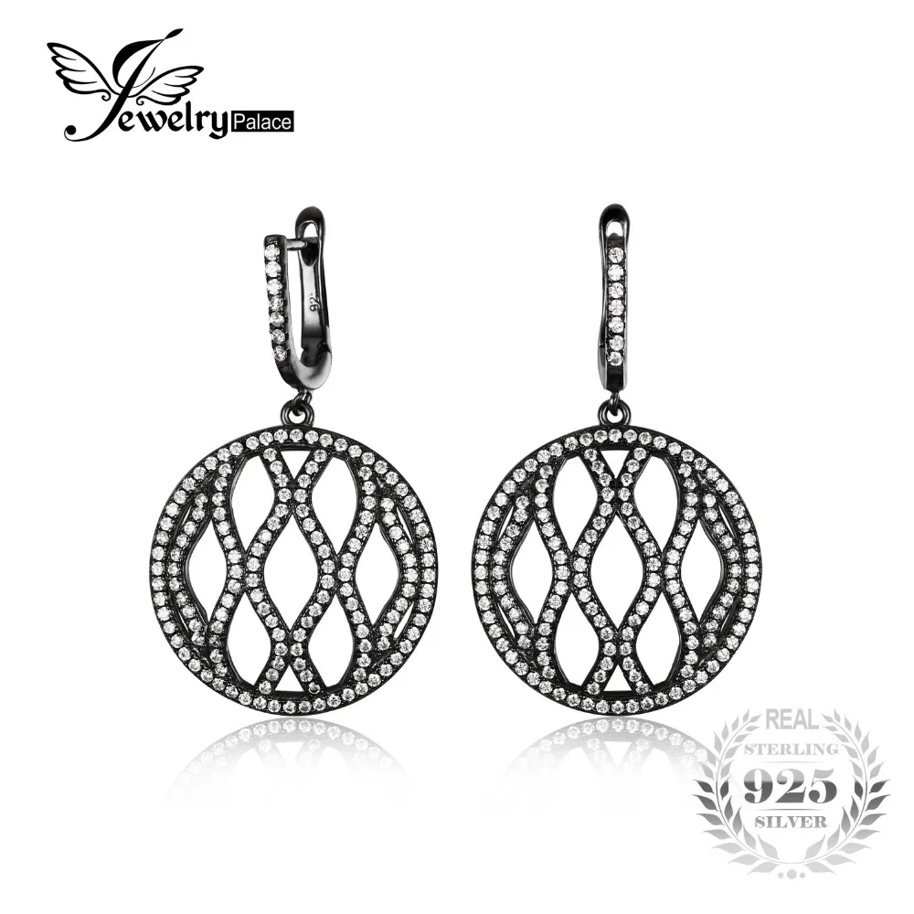 JewelryPalace Fashion 2.5ct Dangle Earrings 925 Sterling Silver Black Gold Plated Fine Jewelry For Women | Украшения и аксессуары