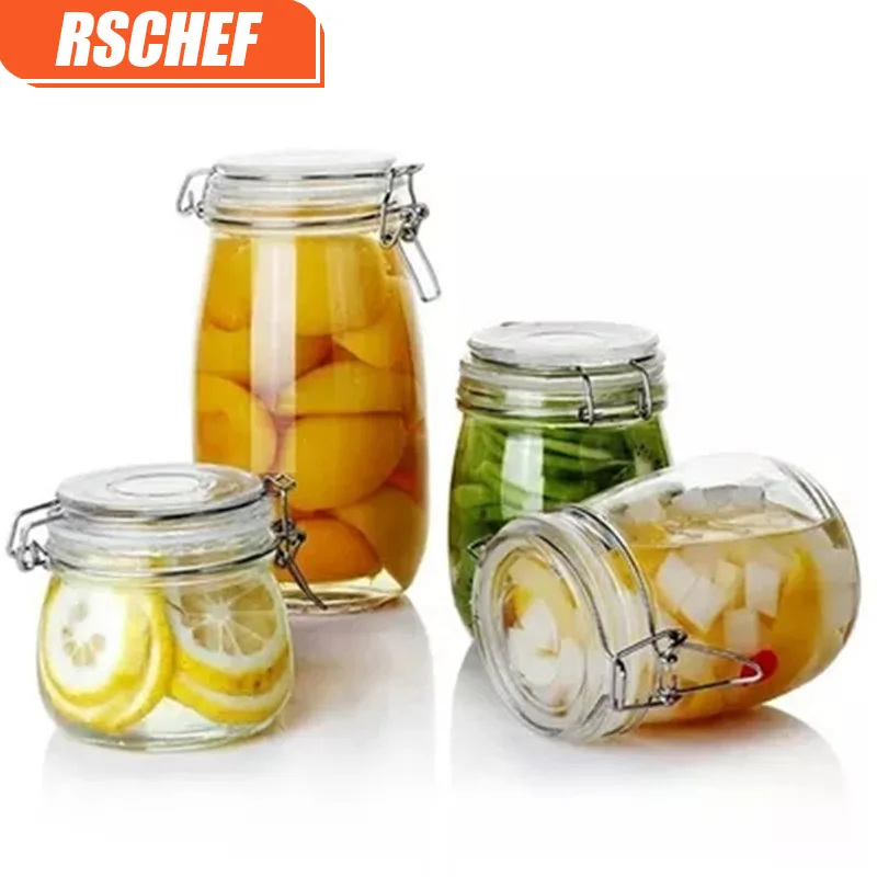 RSCHEF 1 pcs الجرار للتوابل التخزين الزجاج زجاجات الجرار مع غطاء قدرة العسل برطمان للحلوى المطبخ تخزين الحاويات الزجاج جرة