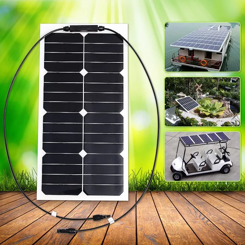 LEORY 25 Вт 18 в Гибкая солнечная панель Авто солнце мощность фотоэлектрические солнечные элементы энергии зарядное устройство для RV лагеря лодки
