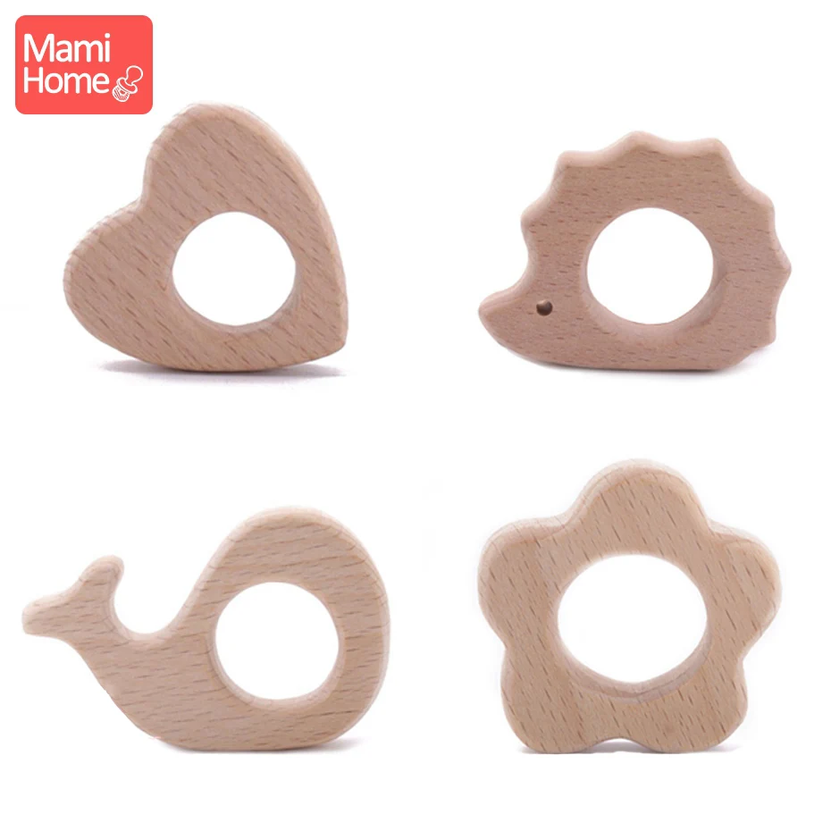 Jual Mamihome 1 PC Kayu Teether Kayu Liontin untuk Dot Rantai Tumbuh Gigi Mainan Lucu Bentuk Hewan Bahan Food Grade Bayi Teethers