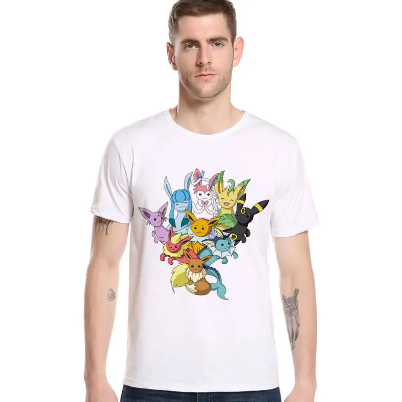 

New Brand Fashion Men's T-shirts Pokemon Pikachu Harajuku Printed Tops Summer Cotton Short Sleeve O neck Punk Anime Top L1R6