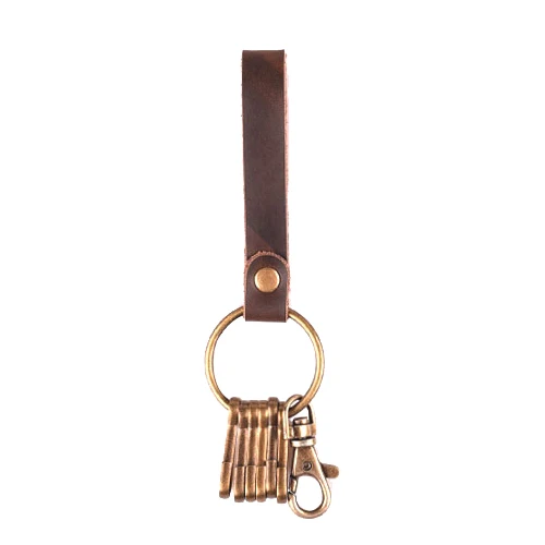 Женские/мужские кожаные минималистичные кошельки для ключей от бренда westкрик ручной работы, винтажные ключницы, автомобильный держатель для ключей с 6 кольцами для ключей - Цвет: Brown