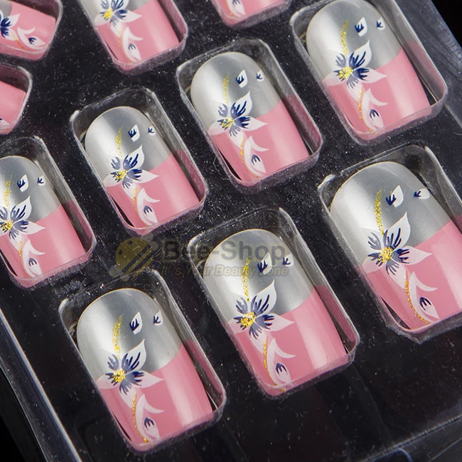 

Full Cover 24pcs Acrylic Full Cover Nail Tips False Nail Art With Glue Tape Pre Designed Fake Nail Tips Artificial Nails Designs
