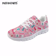 INSTANTARTS/модные женские туфли на плоской подошве с милым мультипликационным принтом; стоматологическое оборудование; розовые кроссовки; Женская дышащая удобная сетчатая обувь на плоской подошве