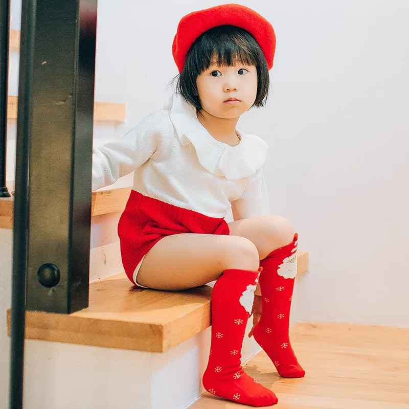 Caramella/ г. подарки, 2 пары, модные мягкие хлопковые чулки с кроликами в полоску для девочек, рождественский подарок, милые колготки в рубчик с рисунком пингвина