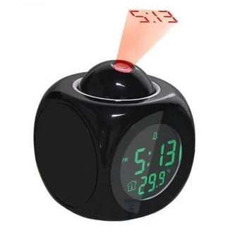 

1pc Multifunction Digital Alarm Clock With Voice Talking LED Projection Temperature